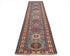 14 Feet Blue Kazak Afghan Hand Knotted Wool Runner Rug